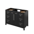 Jeffrey Alexander 48" Black Cade Vanity, Black Granite Vanity Top, undermount rectangle bowl VKITCAD48BKBGR